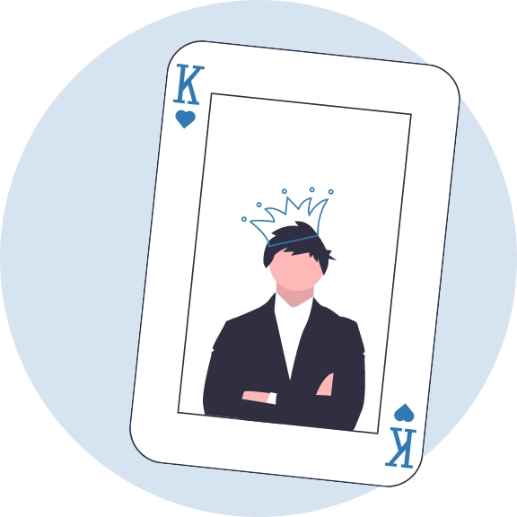 Content is king graphic of a man on a playing card that is King of Hearts